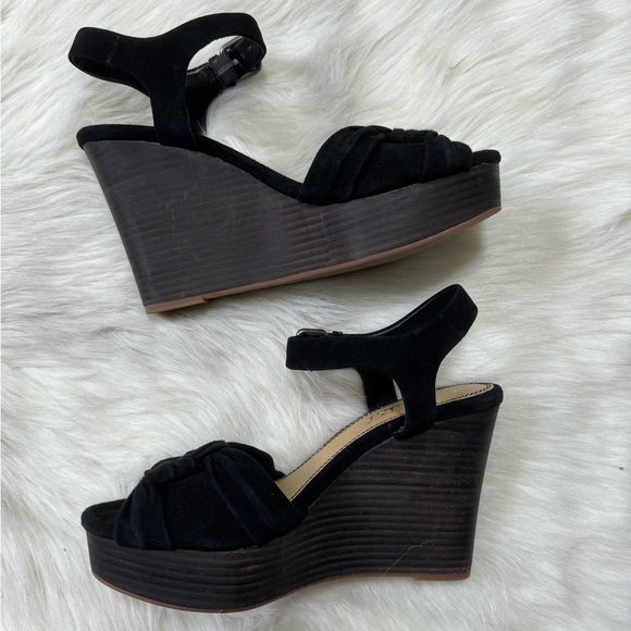 New Splendid Nada Wedge Platform Sandals black Suede - Picture 4 of 6